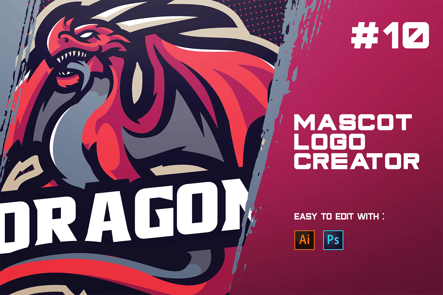 翼龙电子竞技Logo设计模板 DRAGON – E-Sports Logo Creator(图1)